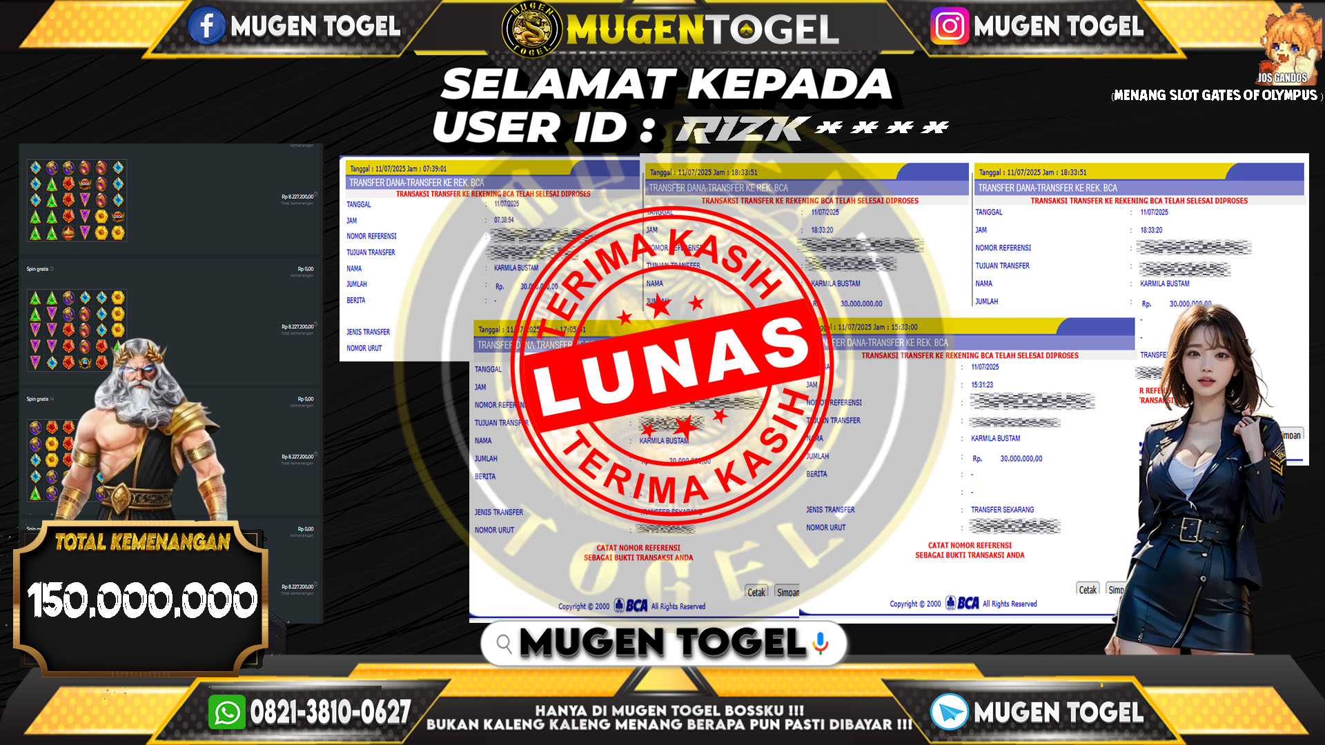 Selamat kepada RIZK**